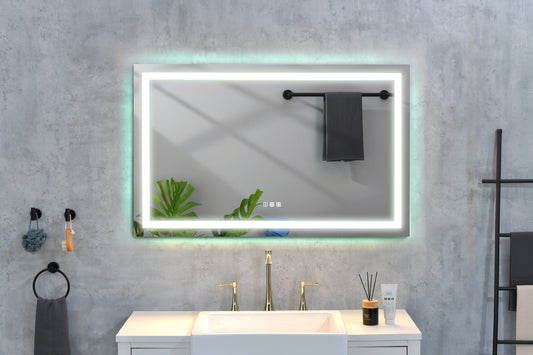 48*36 LED Lighted Bathroom Wall Mounted Mirror with High Lumen+Anti-Fog Separately Control+Dimmer Function