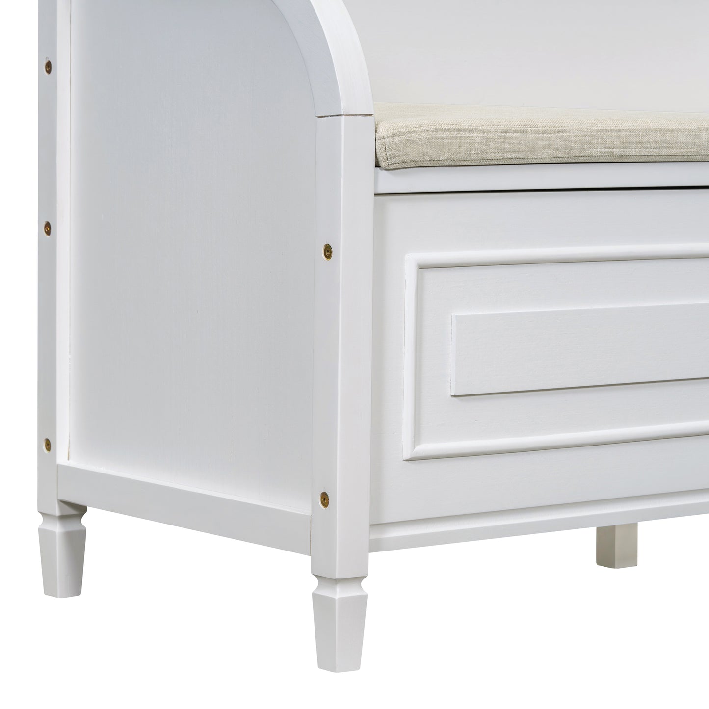 TREXM Rustic Style Solid wood Entryway Multifunctional Storage Bench with Safety Hinge (White+ Beige)