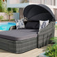 79.9" Outdoor Sunbed with Adjustable Canopy, Double lounge, PE Rattan Daybed, Gray Wicker And Cushion