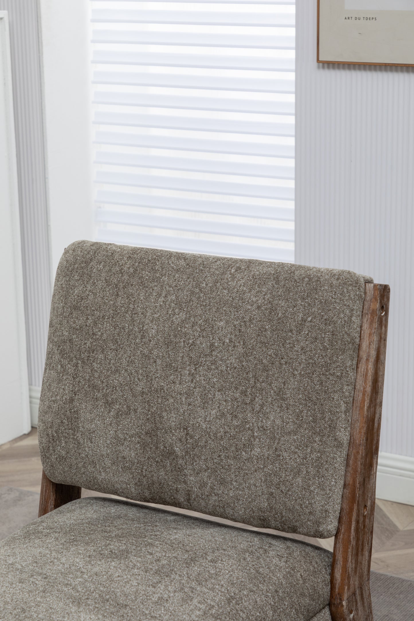 FONDHOME Chenille Single Accent Chair, Wooden Legs, Thick Upholstery, High Density Foam, Small Modern Armless Chair For Living Room Bedroom, Khaki