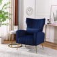 FONDHOME Velvet Accent Chair, Modern Living Room Armchair Comfy Upholstered Single Sofa Chair for Bedroom Dorms Reading Reception Room with Gold Legs & Small Pillow, Royal Blue