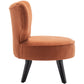 Teddy velvet Single accent chair, wooden legs, padded upholstery, High density foam, small modern armless chair, living room bedroom, ORANGE