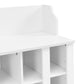 ON-TREND Shoe Storage Bench with Shelves and 4 Hooks, Elegant Hall Tree with Wall Mounted Coat Rack, Entryway Organizer For Hallway, Foyer, Mudroom, White