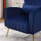 FONDHOME Velvet Accent Chair, Modern Living Room Armchair Comfy Upholstered Single Sofa Chair for Bedroom Dorms Reading Reception Room with Gold Legs & Small Pillow, Royal Blue