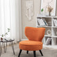 Teddy velvet Single accent chair, wooden legs, padded upholstery, High density foam, small modern armless chair, living room bedroom, ORANGE