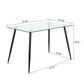 Kitchen Dining Room Table 10mm transparent clear Glass Black powder coated Metal legs
