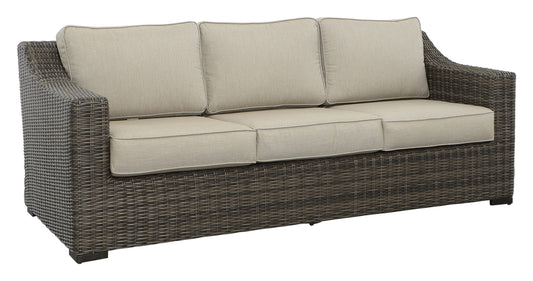 Patio Sofa - Outdoor Comfort and Style - Full-Round Resin Wicker, Plush Seating, Weather-Resistant