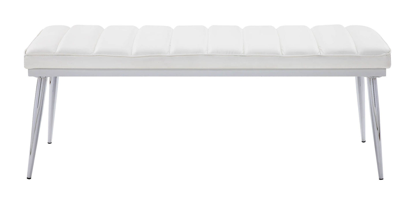 ACME Weizor Bench, White PU & Chrome 77153