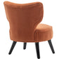 Teddy velvet Single accent chair, wooden legs, padded upholstery, High density foam, small modern armless chair, living room bedroom, ORANGE