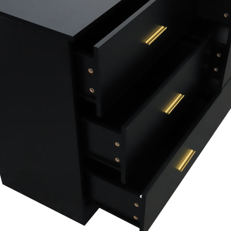Modern Black 6-Drawer Dresser for Bedroom - Ample Storage Wide Chest of Drawers, Sturdy & Safe
