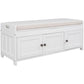 TREXM Storage Bench with 3 Shutter-shaped Doors, Shoe Bench with Removable Cushion and Hidden Storage Space (White, OLD SKU: WF284226AAK)