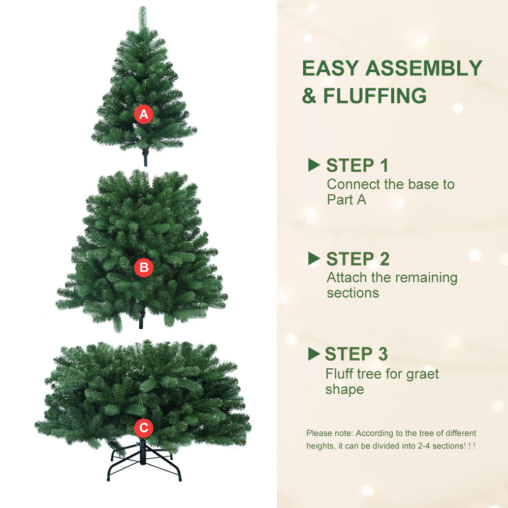 6FT PE/PVC Mixed Automatic Christmas Tree With Lights Xmas Decoration Light Up Holiday Season
