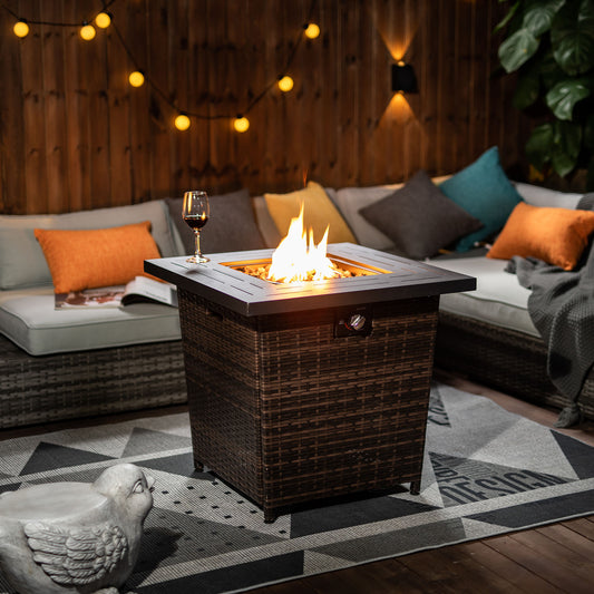 28inch Wicker Square Fire Pit Table