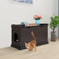 Cat Washroom Bench, Wood Litter Box Cover with Spacious Inner, Ventilated Holes, Removable Partition, Easy Access,Chocolate Brown