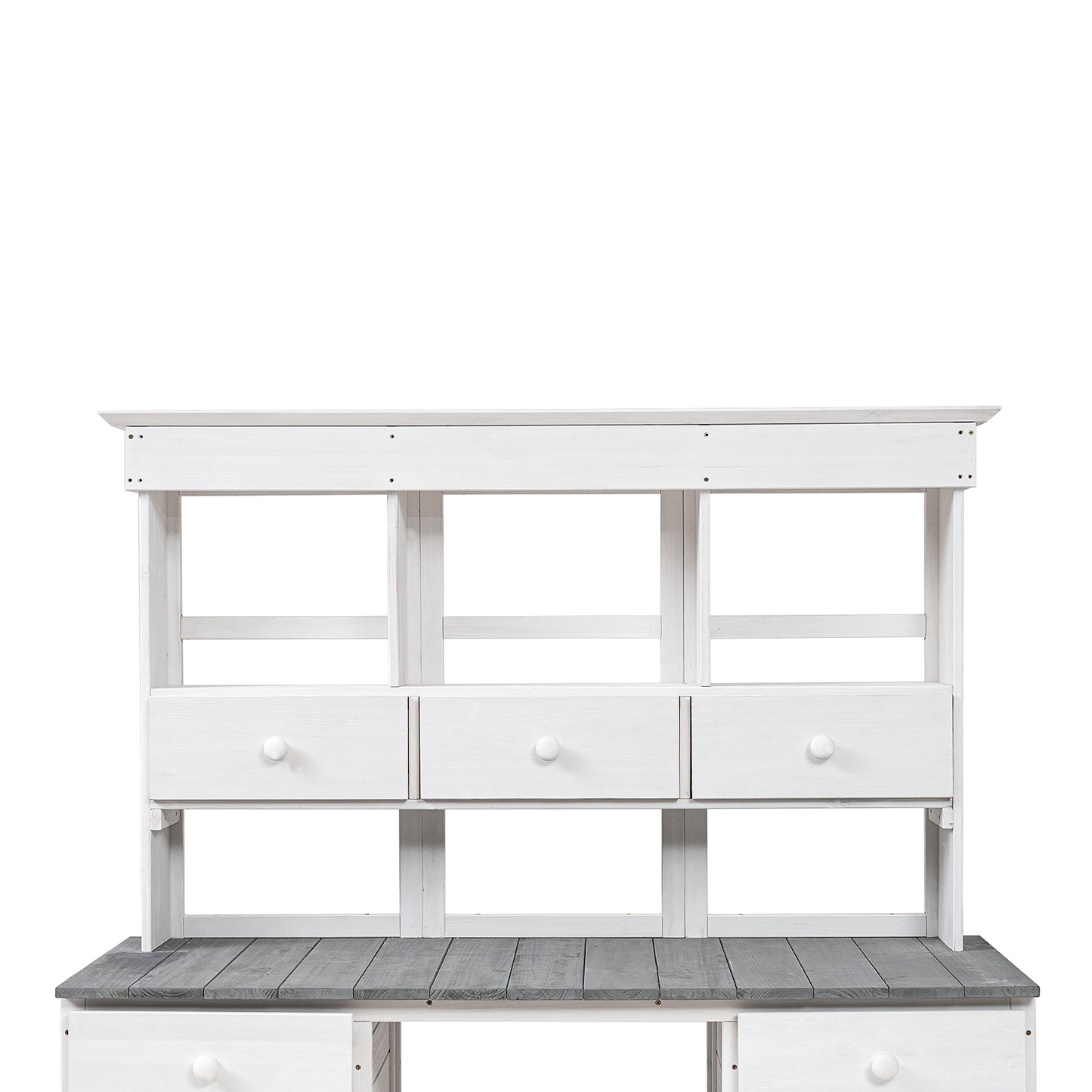 [Video Provided] TOPMAX Garden Potting Bench Table, Rustic and Sleek Design with Multiple Drawers and Shelves for Storage, White and Gray