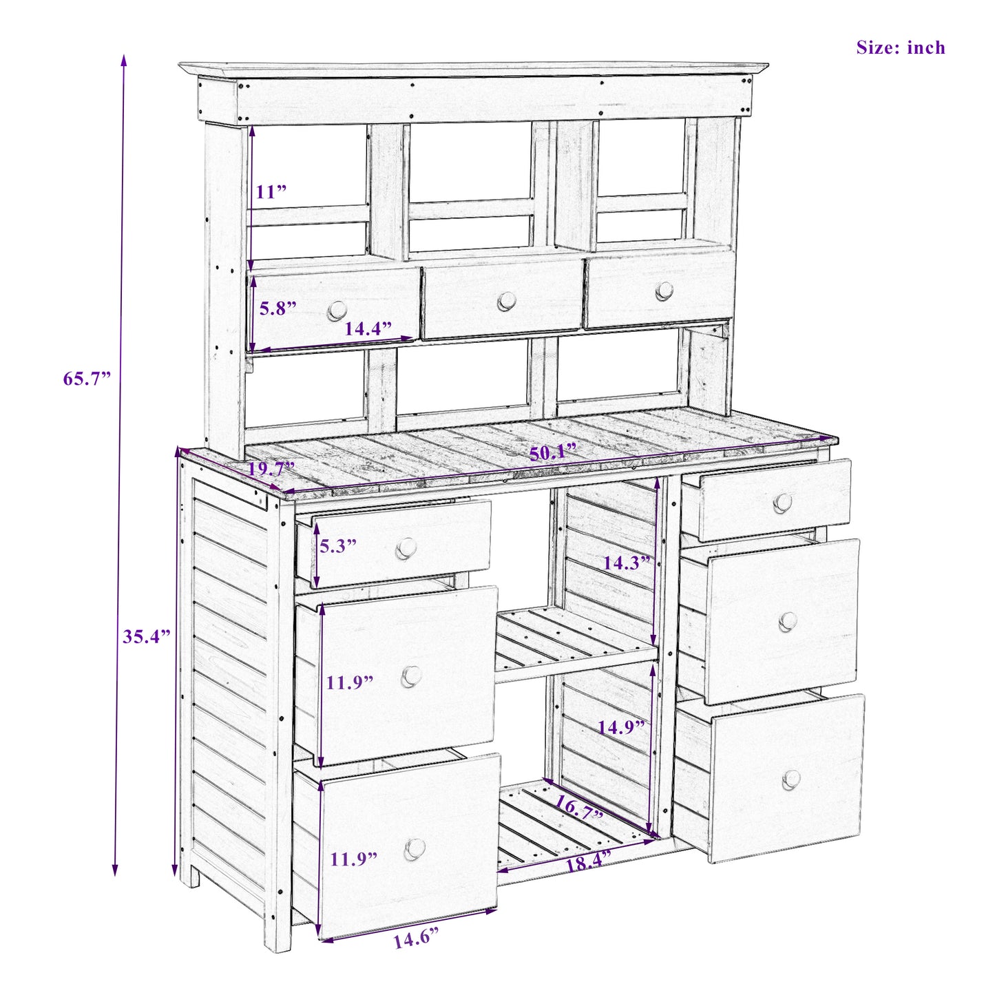 [Video Provided] TOPMAX Garden Potting Bench Table, Rustic and Sleek Design with Multiple Drawers and Shelves for Storage, White and Gray