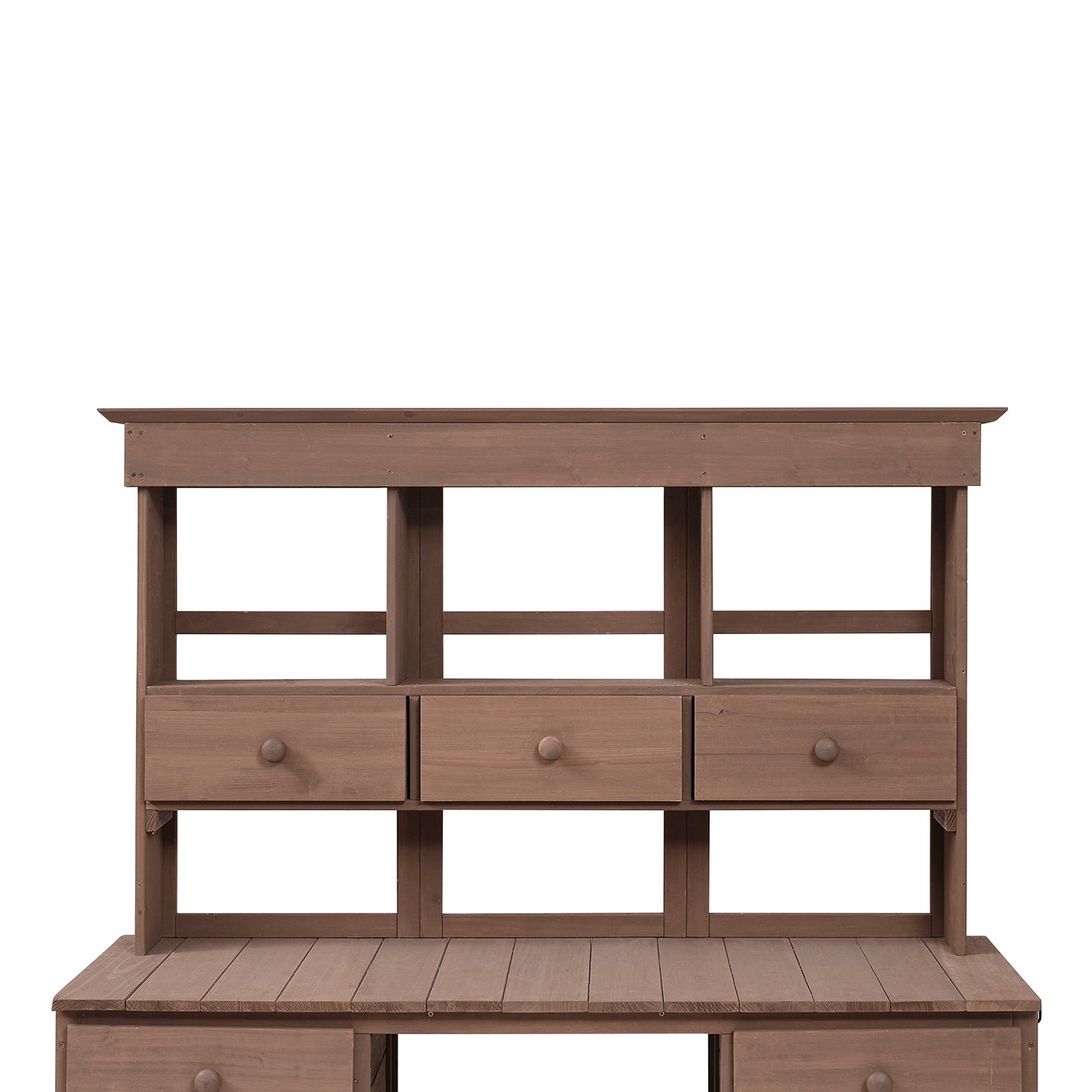 [Video Provided] TOPMAX Garden Potting Bench Table, Rustic and Sleek Design with Multiple Drawers and Shelves for Storage, Brown