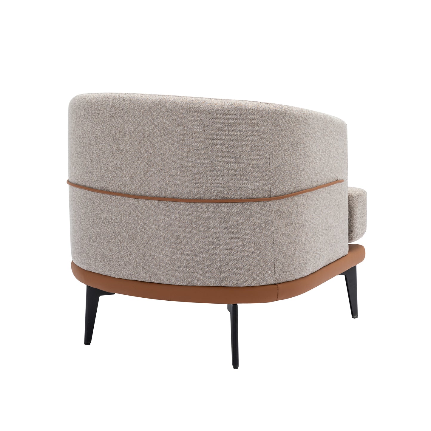 Modern Two-tone Barrel Fabric Chair, Upholstered Round Armchair for Living Room Bedroom Reading Room, Burnt Orange