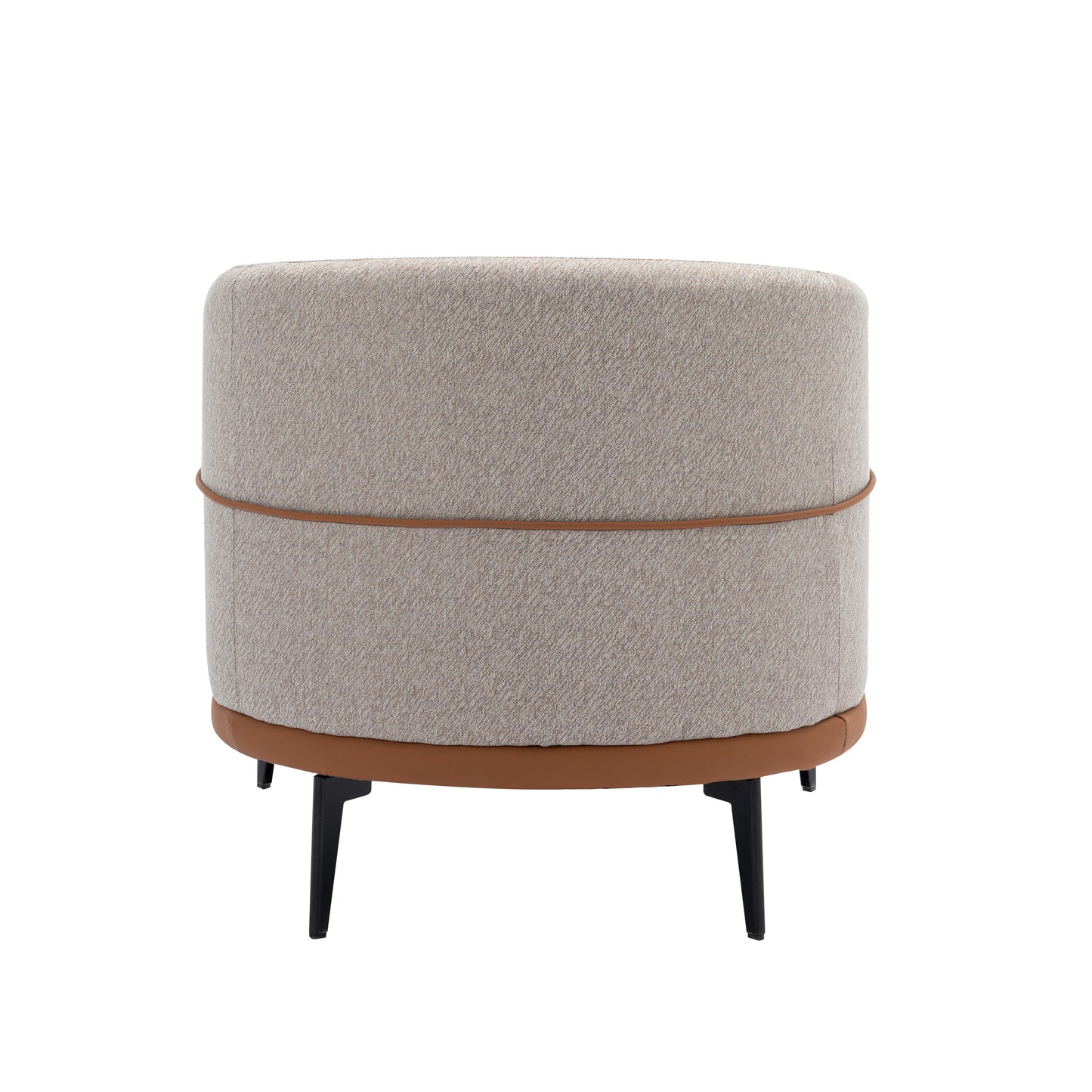 Modern Two-tone Barrel Fabric Chair, Upholstered Round Armchair for Living Room Bedroom Reading Room, Burnt Orange