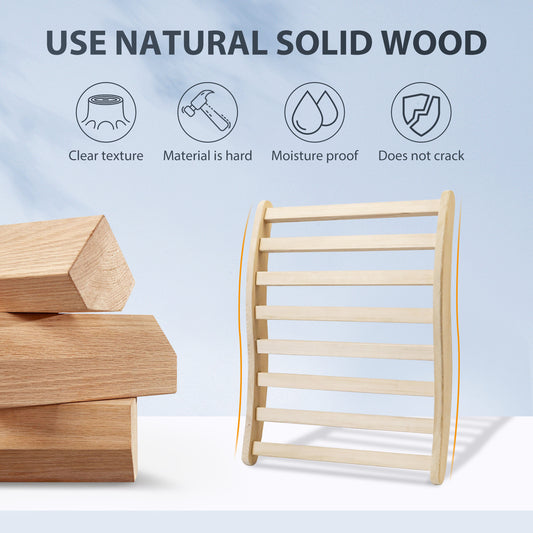 Sauna Backrest, S-Shape Canadian Natural Wood Hemlock Sauna Chair with Back, Non-Toxic Sauna Accessories Bench