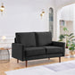 57.1" Modern Decor Upholstered Sofa Furniture, Wide Velvet Fabric Loveseat Couch, Solid Wooden Frame with Padded Cushion - Black