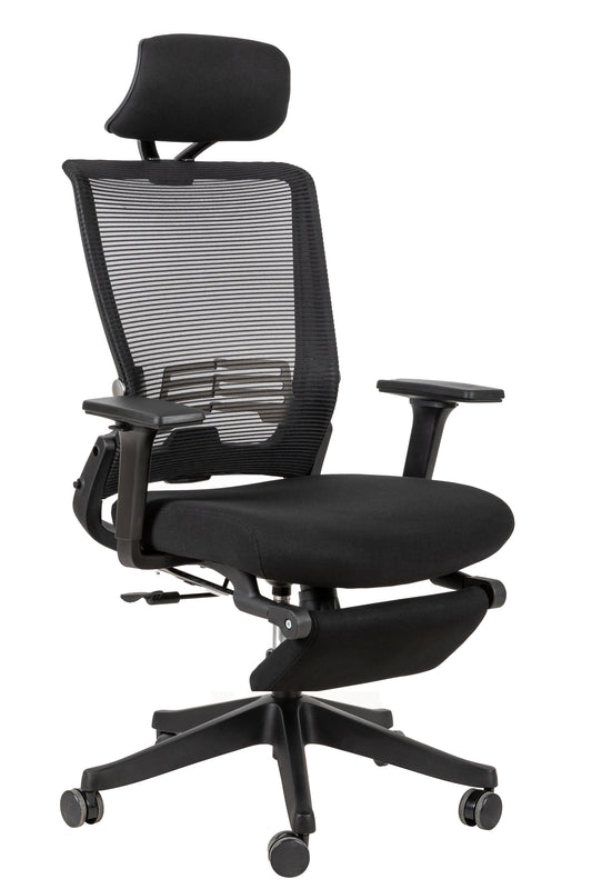 High Back Office Chair with 2d armrest and foot rest, tilt function max 128Â¡Ã£,Black
