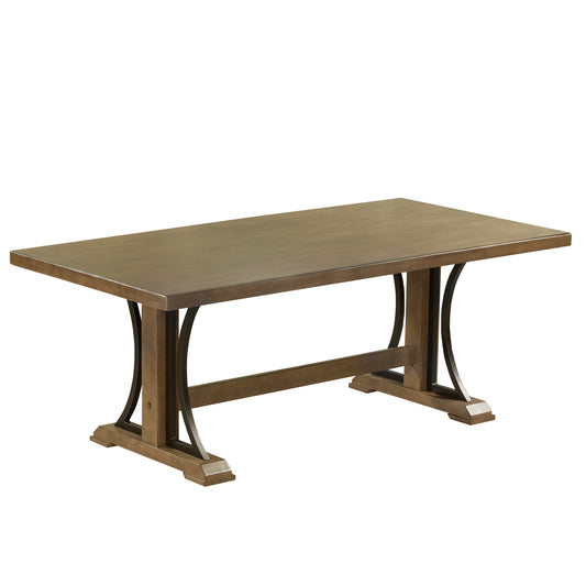 Retro Style Dining Table 78" Wood Rectangular Table, Seats up to 8 (Natural Walnut)