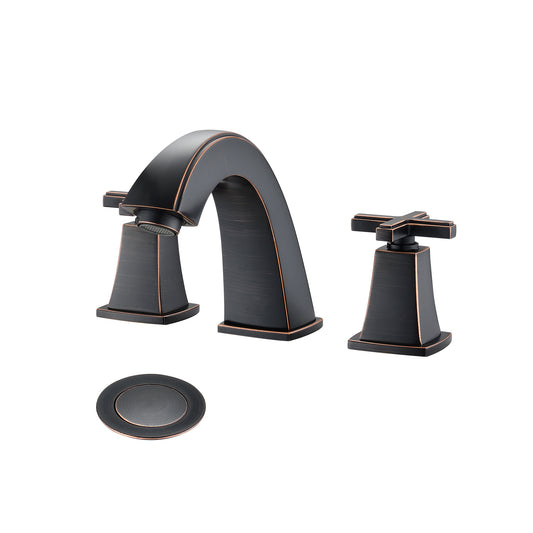 Widespread Bathroom Faucet 8 Inch 2 Handles with Drain Assembly, Oil-Rubbed Bronze