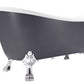 67" 100% Acrylic Freestanding Bathtub，Contemporary Soaking Tub，white inside and gray outside