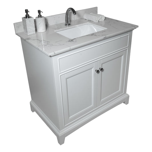 37inch bathroom vanity top stone carrara white new style tops with rectangle undermount ceramic sink and single faucet hole