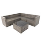 6 Pieces PE Rattan sectional Outdoor Furniture Cushioned Sofa Set with 3 Storage Under Seat Grey