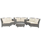 6 - Person Fan-shaped Rattan Suit Combination with Cushions and Table, Suitable for Garden
