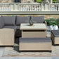 6-Piece Patio Furniture Set Outdoor Wicker Rattan Sectional Sofa with Table and Benches for Backyard, Garden, Poolside
