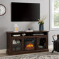Contemporary TV Media Stand Modern Entertainment Console with 18" Fireplace Insert for TV Up to 65" with Open and Closed Storage Space, Brown, 60" Wx15.75"Dx29" H