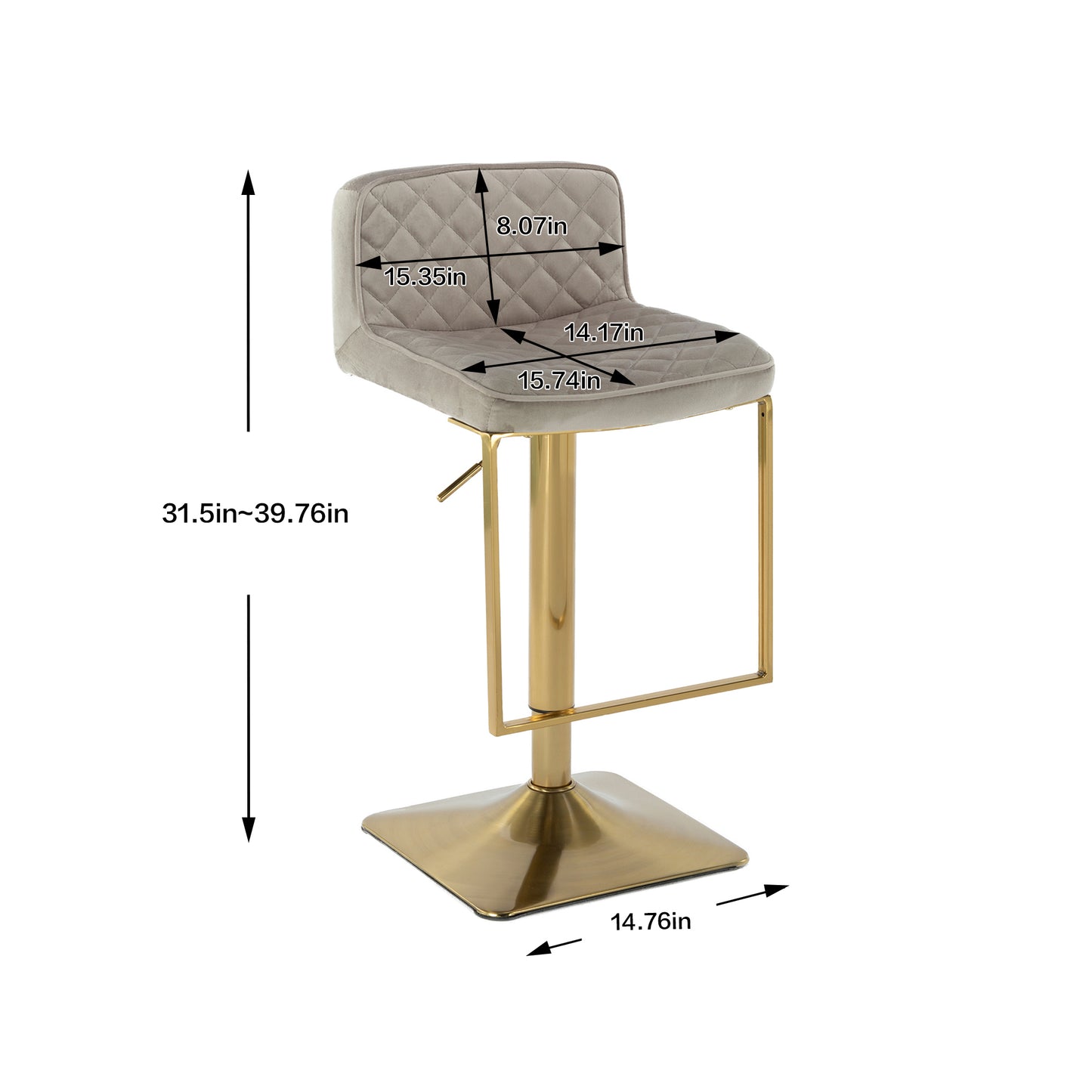 Bar Stools - Swivel Barstool Chairs with Back, Modern Pub Kitchen Counter Height, velvet