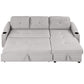 80.3" Pull Out Sofa Bed Modern Padded Upholstered Sofa Bed, Linen Fabric 3 Seater Couch with Storage Chaise and Cup Holder, Small Couch for Small Spaces