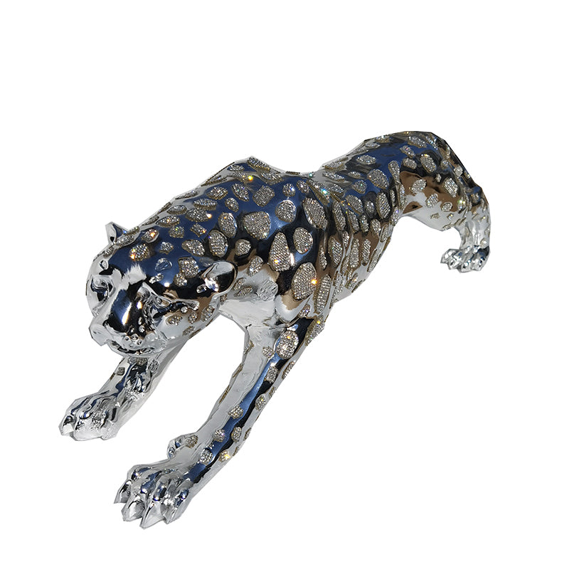 Ambrose Diamond Encrusted Chrome Plated Panther (53" L x 9.5" W x 11" H)
