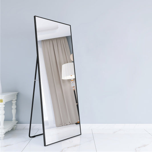Wall-Mounted Alloy Frame Full Length Mirror, Black