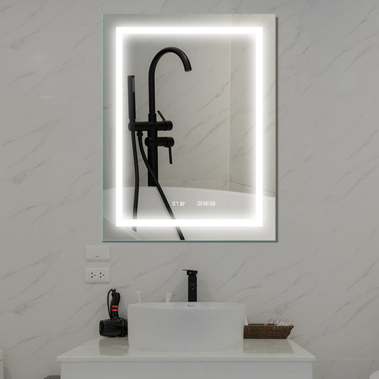 LED Bathroom Vanity Mirror, 36 x 28 inch, Anti Fog, Night Light, Time, Temperature, Dimmable, Color Temper 3000K-6400K, 90+ CRI, Vertical Wall Mounted Only
