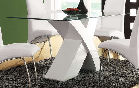 Pervis Dining Table in White & Clear Glass