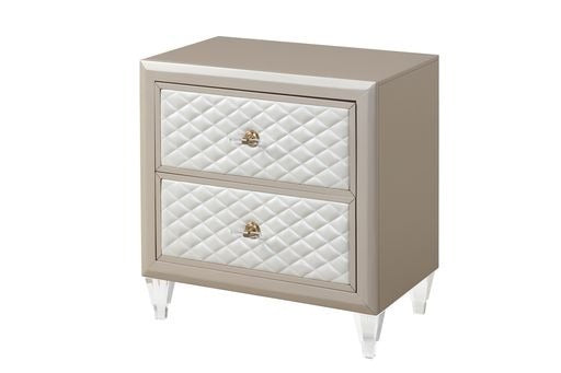 Tiffany Nightstand made with Wood in Ivory & Champagne Gold Color