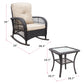 3 Pieces Conversation Set, Outdoor Wicker Rocker Patio Bistro Set, Rocking Chair with Glass Top Side Table