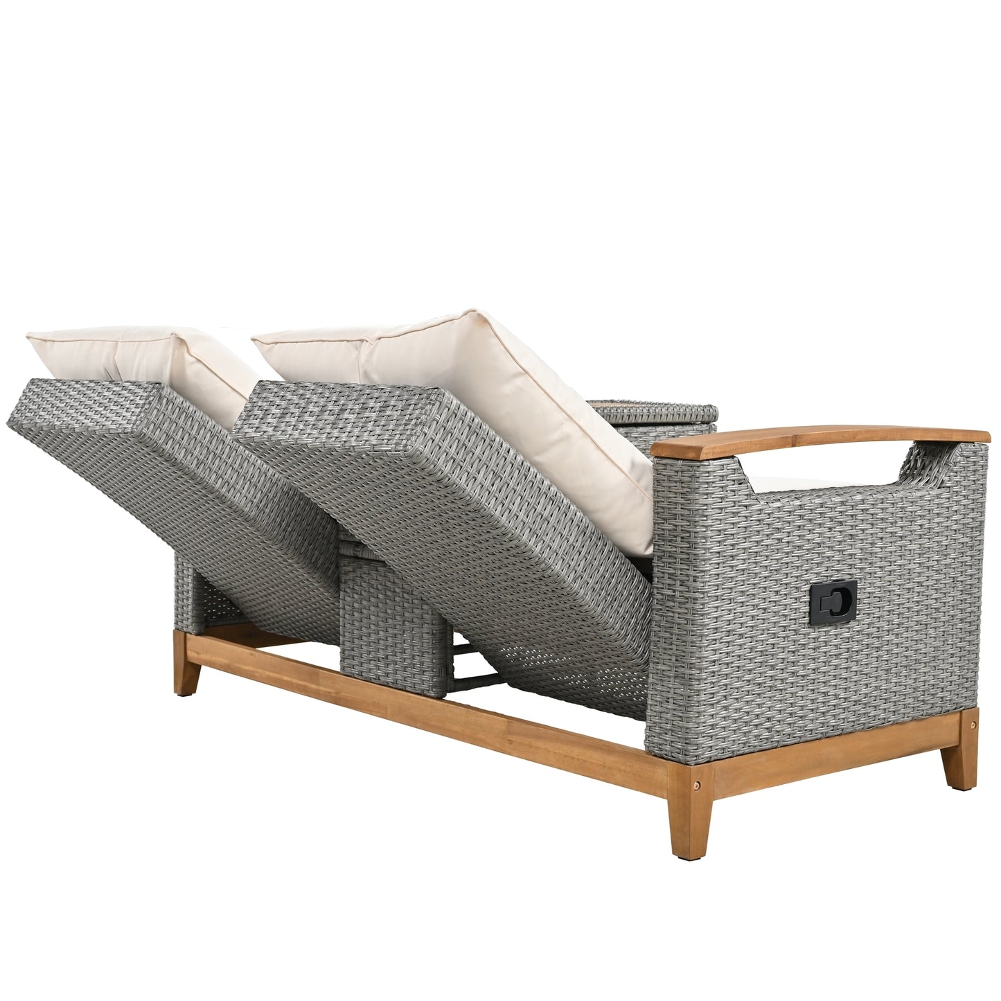 Outdoor Comfort Adjustable Loveseat, Armrest With Storage Space With 2 Colors, Suitable For Courtyards, Swimming Pools And Balconies, etc.