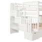 Full Over Full Bunk Bed with Shelves and 6 Storage Drawers, White