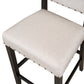 2 Pieces Rustic Wooden Counter Height Upholstered Dining Chairs for Small Places, Espresso+ Beige