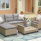 Outdoor, Patio Furniture Sets, 4 Piece Conversation Set Wicker Ratten Sectional Sofa with Seat Cushions (Beige Brown)
