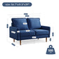57.1" Upholstered Velvet Sofa Couch, Modern Craftsmanship Seat with 3-Seater Cushions & Track Square Armrest - Blue