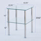 2-Piece Clear Side Table, 2-Tier Space End Table, Modern Night Stand, Sofa table with Storage Shelve for Living Room