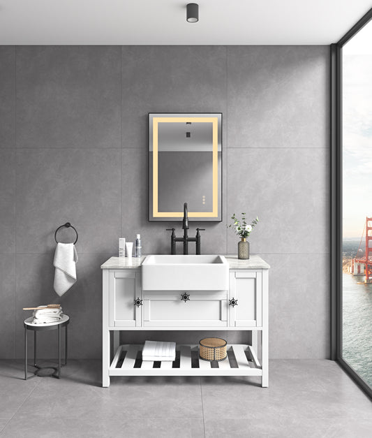 36x24 LED Lighted Bathroom Wall Mounted Mirror with High Lumen+Anti-Fog Separately Control