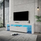 Modern gloss white TV Stand for 80 inch TV, 20 Colors LED TV Stand w/Remote Control Lights